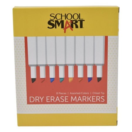 SCHOOL SMART MARKER DRY ERASE CHISEL  ASST 8 PK BY106605-8ASST-C